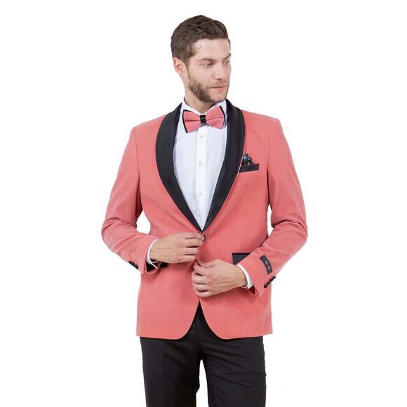 Slim Fit Velvet Blazer Only by Tazzio, Mauve - Picture 2 of 4